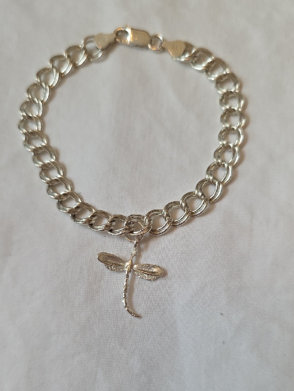 Sterling Silver Charm Bracelet With Dragonfly Charm - Picture 7 of 8